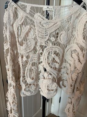 Urban Daizy Cream Crochet Open-Knit Women's Sweater